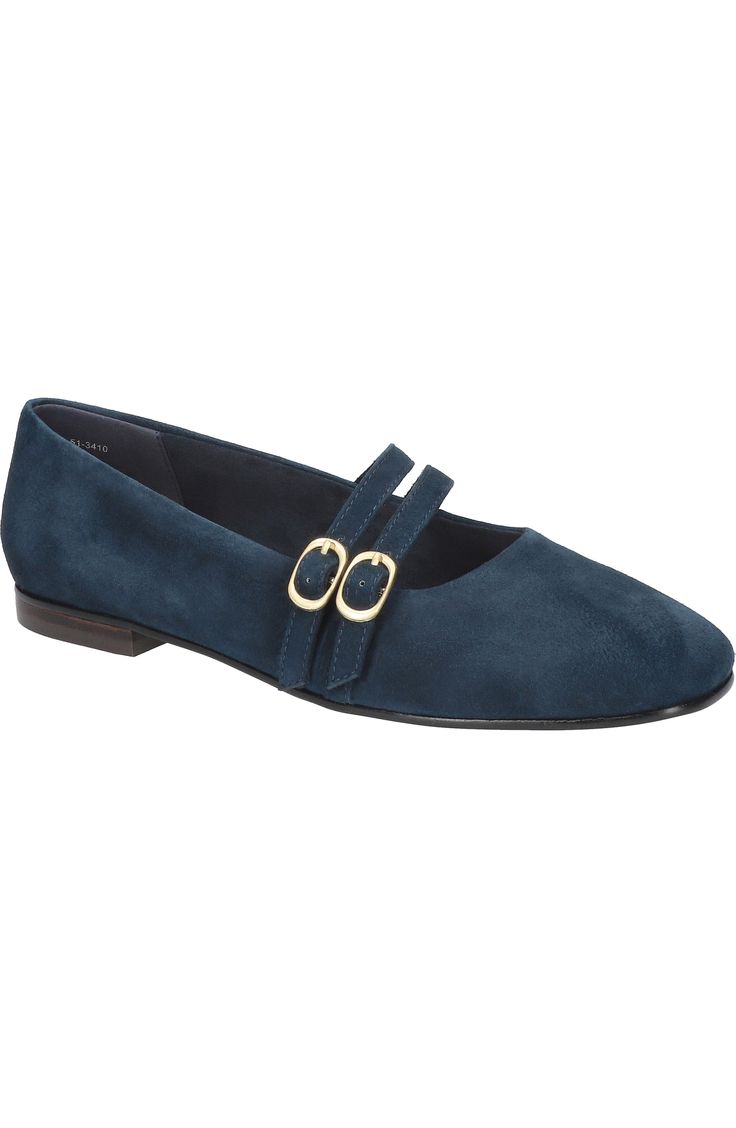 Davenport Double Strap Mary Jane in Blue Suede