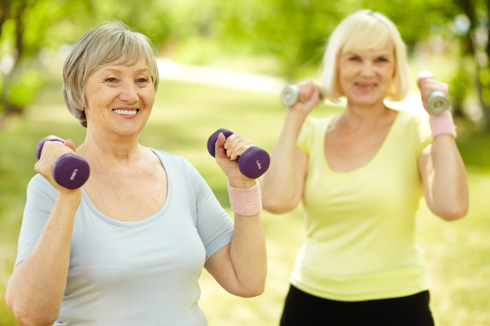 2 mature women exercising outdoors | Parisians Pure Skincare | Ageless Strength: Surprising benefits of strength training for older adults
