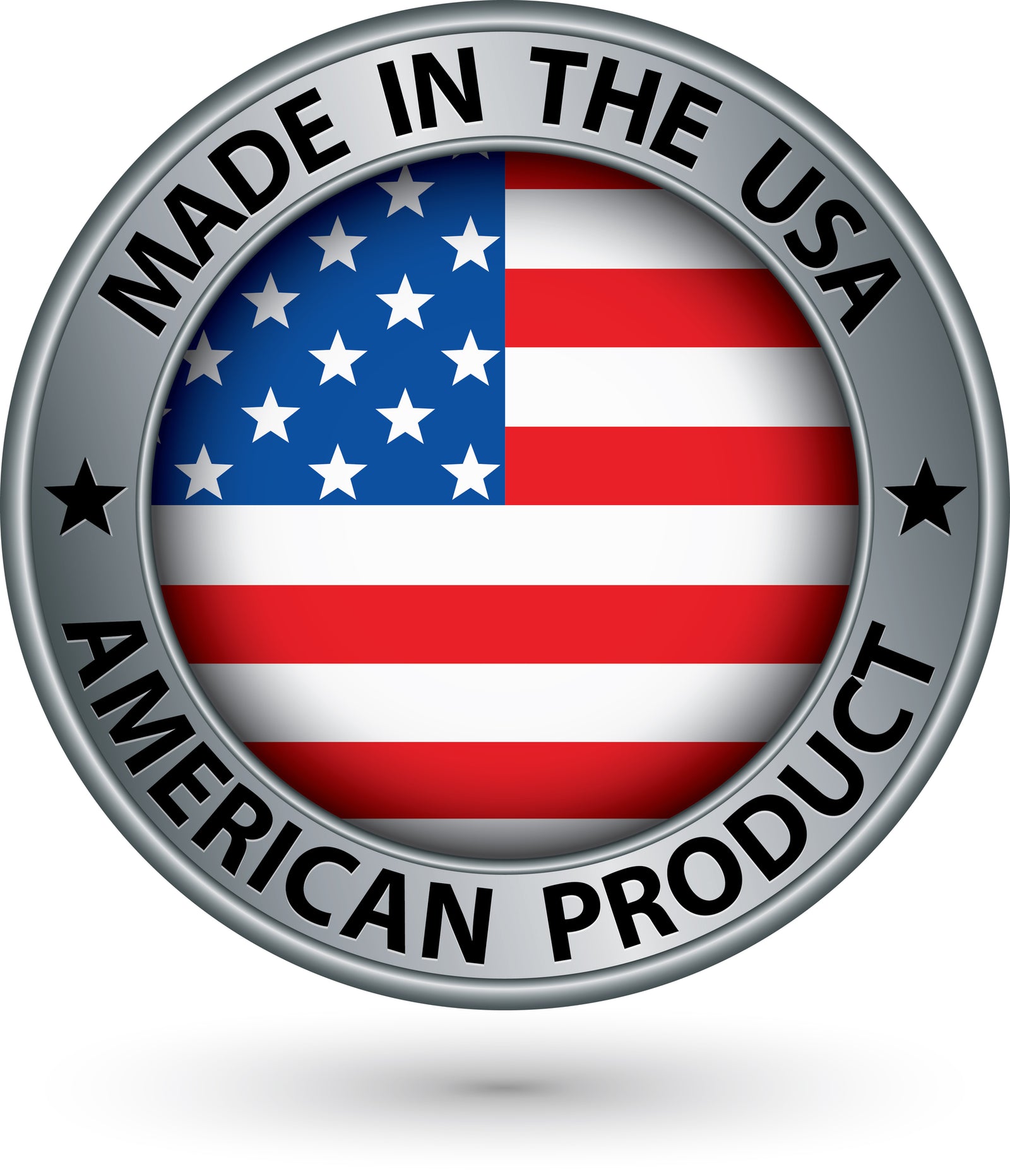 Round emblem that says Made in the USA, American Product | Parisians Pure Skincare