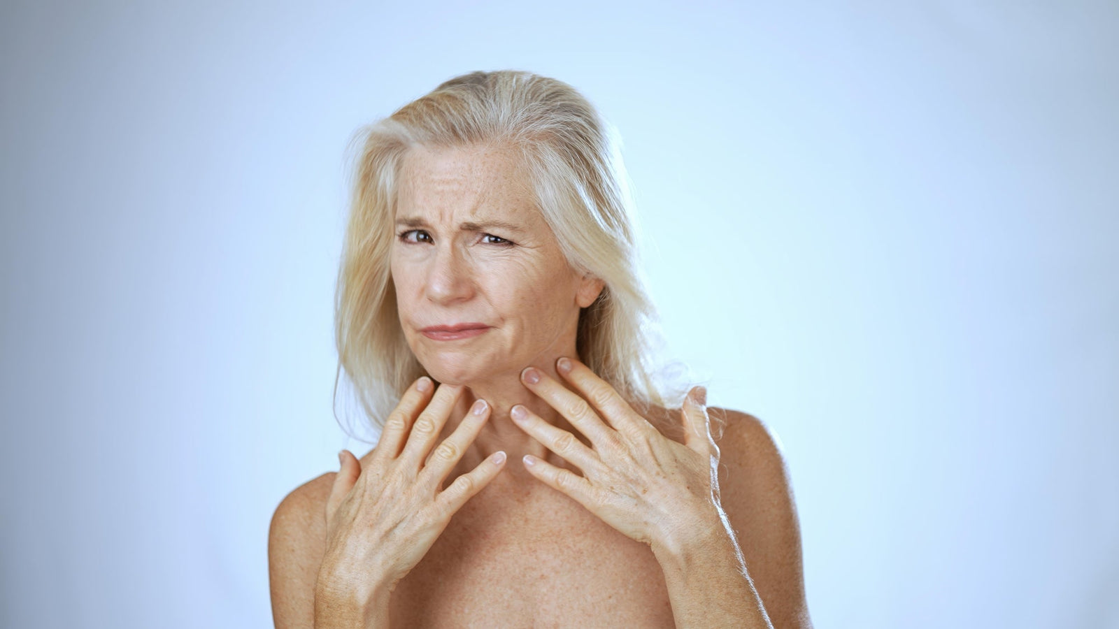 Woman having a bad skin day | Rescue your complexion now | Parisians Pure Skincare for Mature skin