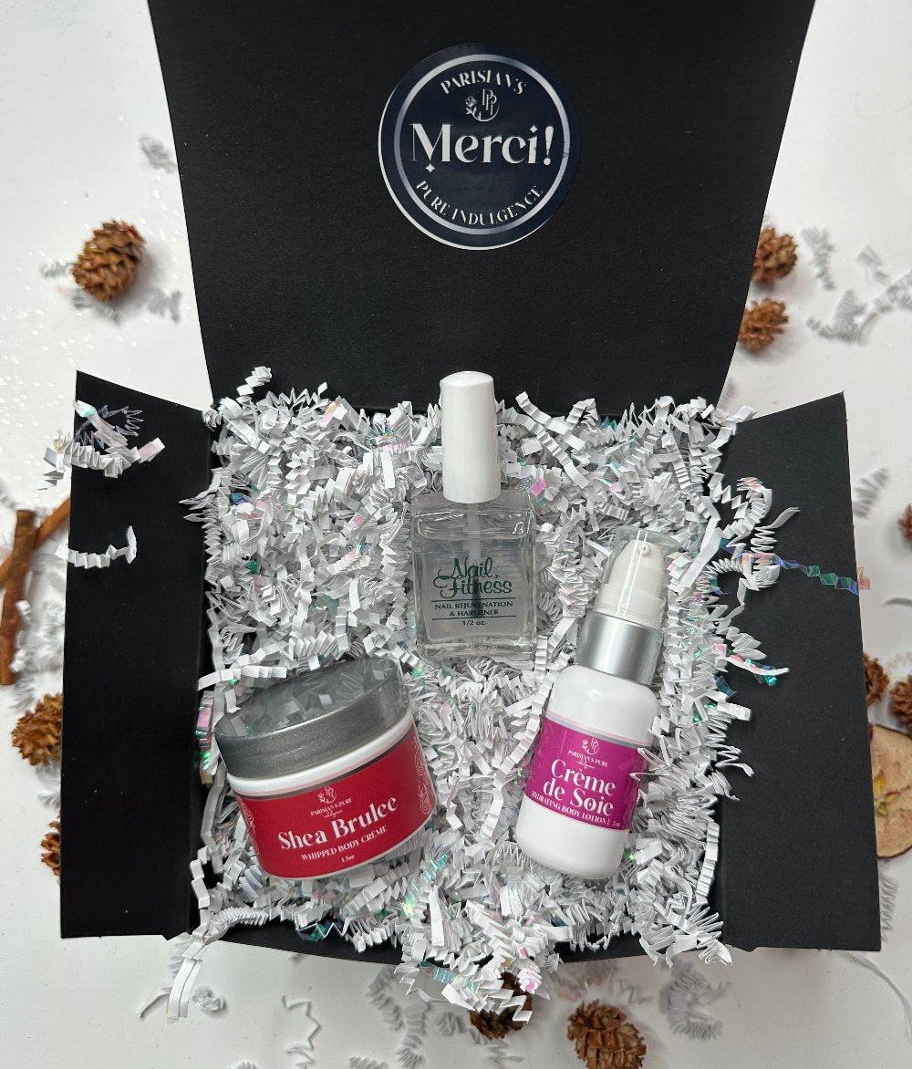 Nail & Skin Care Gift Set: Strengthener, Cuticle Cream & Body Lotion | Parisians Pure Skincare