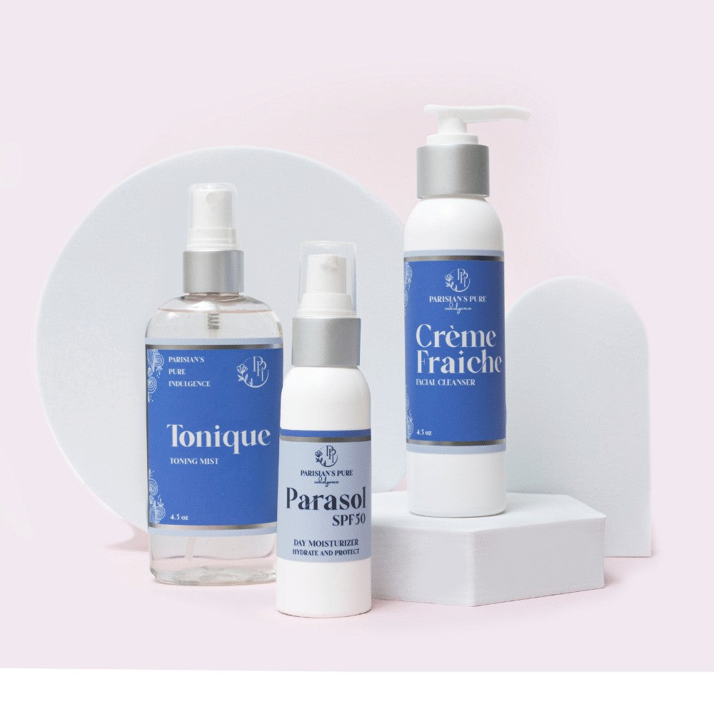 Facial Care Trio: Cleanser, Toner, SPF50 | Parisians Pure skincare for women over 50