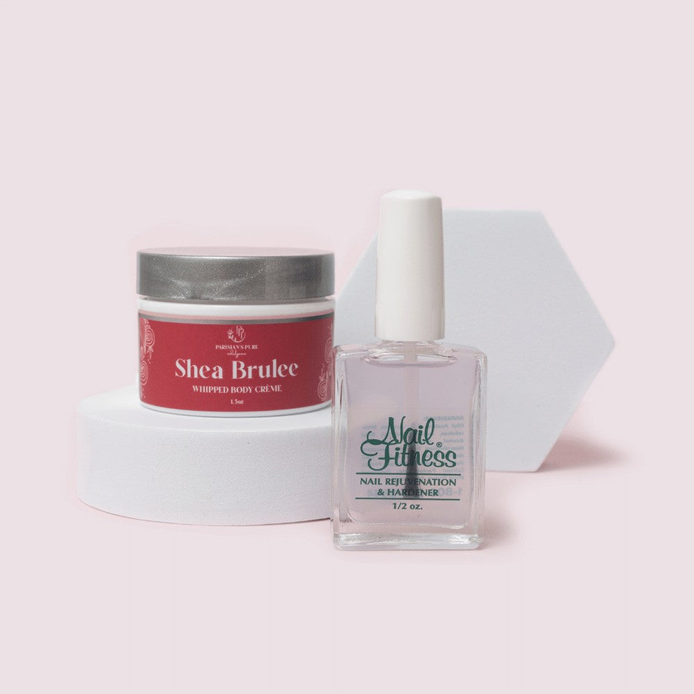 Strong & Healthy Nails: Nail Fitness Hardener & Shea Brulee Cream Bundle Parisians Pure Indulgence
