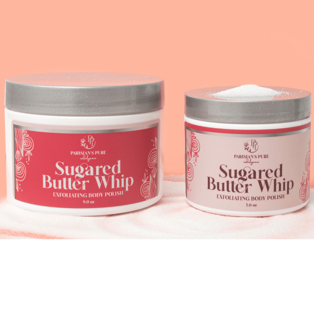 Is Sugar Scrub Good For Your Skin? Parisians Pure Indulgence Sugared Butter Whip in 10 ounce and 5 ounce sizes