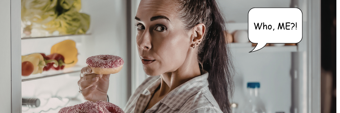 Woman eating donut at night | Why Your 8:00 PM Snack is Stealing Your 8:00 AM Glow